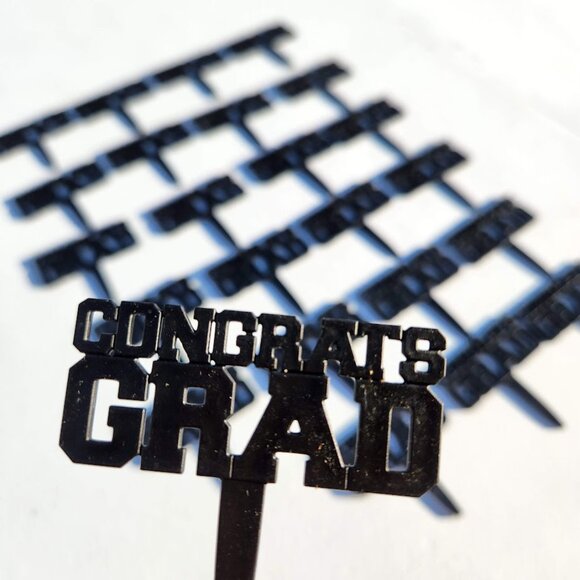 24 Congrats Grad Graduation Cupcake Cake Toppers Picks New Party Supplies DIY Ba - Picture 3 of 7